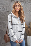 Tie-dye Stripe Button Drawstring Hoodie