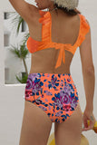 Ruffle Bikini Top Printed Panty Swimsuit