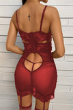 Deep V Neck Ruched Transparent Lace Mesh Chemise