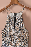 Keyhole Front Leopard Sleeveless Cropped Jumpsuit