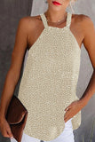 Khaki Dotted Print Tank with Slit