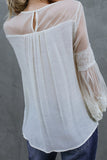 Fashion Lantern-Sleeve Lace Patchwork Top