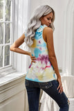 Yellow Tie Dye Ruffled V-Neck Tank