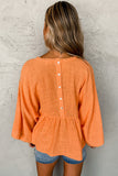 Orange Kimono Sleeves Embroidered Top
