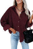 Wine Red Corduroy Button Pocket Shirt