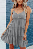 Spaghetti Straps Ruched Ruffled Mini Dress