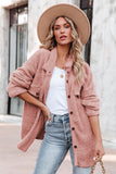 Pink Plush Button Down Pocketed Shirt Jacket