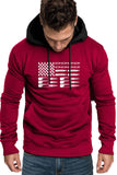 American Flag Print Color Block Men's Hoodie