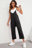 Pocketed Adjustable Spaghetti Strap Straight Leg Jumpsuit