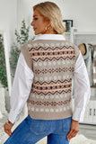 Tribal Print V Neck Knitted Sweater Vest