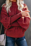 Housewarming Cable Knit Balloon Sleeve Sweater
