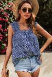Floral Ruffled Straps Flowy Tank Top