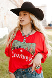 Cowboys Graphic Crew Neck Short Sleeve Tops