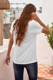 V Neck Lace Trim Short Sleeve Top