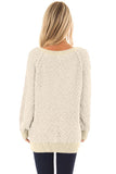 Ribbed V Neckline Popcorn Knit Sweater