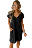 V Neck Cuffed T-shirt Dress