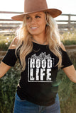 Black Mothers Hood Life Print Cold Shoulder Shirt