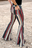 Multicolor Striped Bell Bottoms Jeans