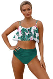 Ruffle Top High Waist Bottom Bikini Swimsuit