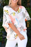 Animal Watercolor Mixed Print Loose Top