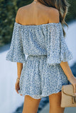 Off Shoulder Bell Sleeves Floral Romper