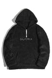 Letter Embroidered Quarter Zip Men's Sherpa Hoodie
