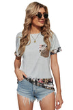 Sequins Accent Floral Splicing Tee
