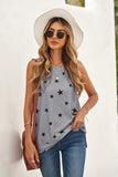 Star Print Knit Tank with Slits