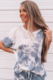 Tie-dyed Short Sleeve Top and Elastic Waist Pants Set