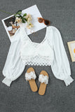 Puff Sleeves Lace Backless Crop Top