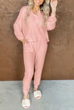 Thermal Waffle Knit Long Sleeve Loungewear Set