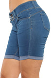 Roll Up Cuffs Dark Denim Bermuda Shorts