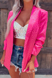 Leopard Lapel Collar Long Sleeve Blazer