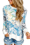 High Low Hem Tie-dye Print Top with Slits