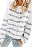 Striped Print Buttoned Sweater Cardigan