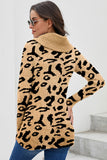 Khaki Leopard Print Casual Knitted Sweater
