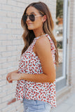 Floral Print Tassel Drawstring Lace-up Tank Top