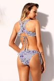 Exotic Print Racerback Bikini and Hipster Swimsuit