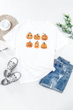 White Halloween Funny Pumpkin Graphic Print Short Sleeve T Shirt