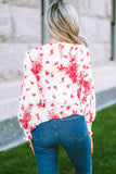 Round Neck Bishop Sleeves Floral Blouse