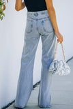 High Rise Slit Anklet Flare Jeans
