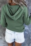 Green Snap Button Pullover Hoodie with Pocket