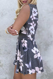 Floral Ruffled Pocket Sleeveless Romper