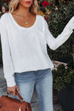 Plain Basic Long Sleeve Tee with Pocket