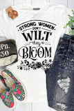 Strong Women Bloom Grapic Plus Size Tee