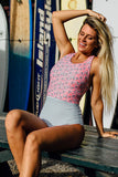 Printed Zipped Racerback Maillot