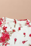 Round Neck Bishop Sleeves Floral Blouse