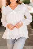 Broderie Angalise Ruffle Trim Babydoll Blouse