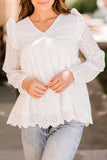 White Broderie Angalise Ruffle Trim Babydoll Blouse