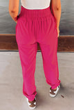 Rose Smocked Waist Casual Jogger Pants